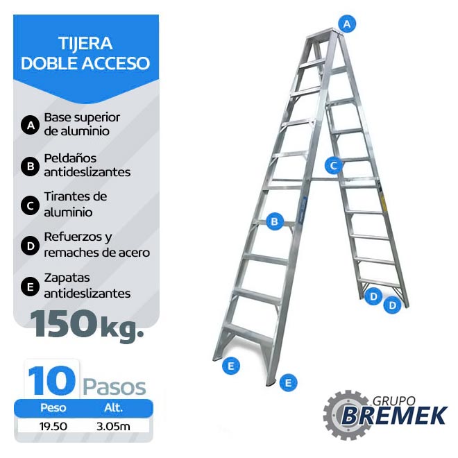 Escalera Telescópica Aluminio 28 Peldaños Alto 7.61 m / R-102 Kg Zebrik
