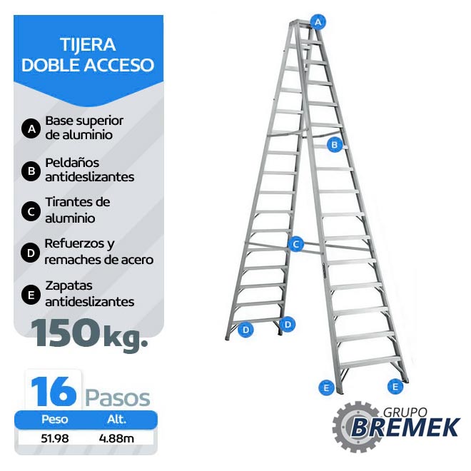 Escalera Telescópica Aluminio 16 pasos - Promart
